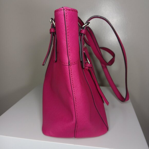 Calvin Klein Ash Tote Bag Faux Saffiano Leather Hot Pink Tote Bag Purse - Picture 6 of 11